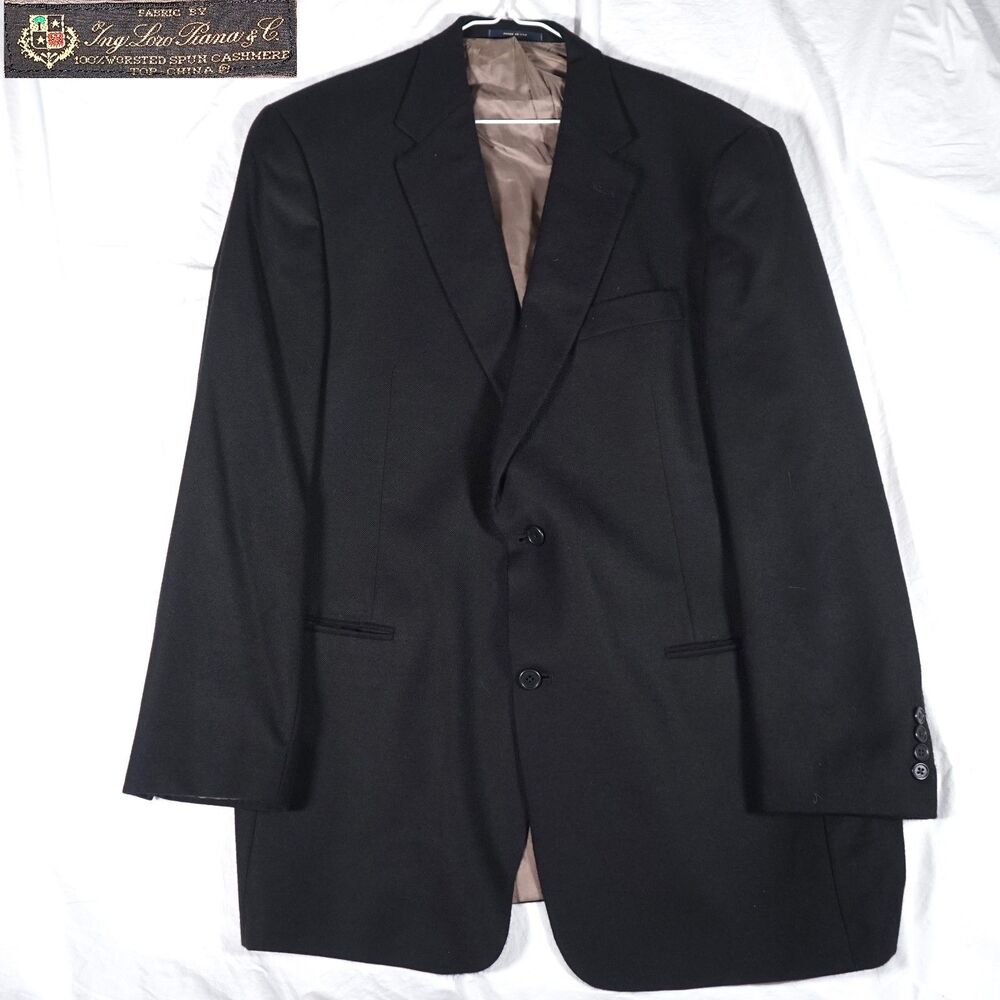 Hart Schaffner Marx Loro Piana Worsted Spun Cashmere Blazer Black 44L